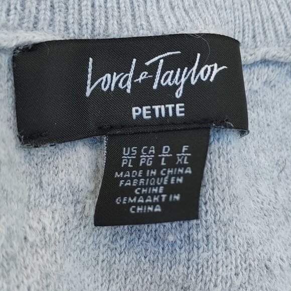 Lord & Taylor Grey Textured Dot Light Grey Sweater 3/4 sleeves Large - Picture 2 of 6